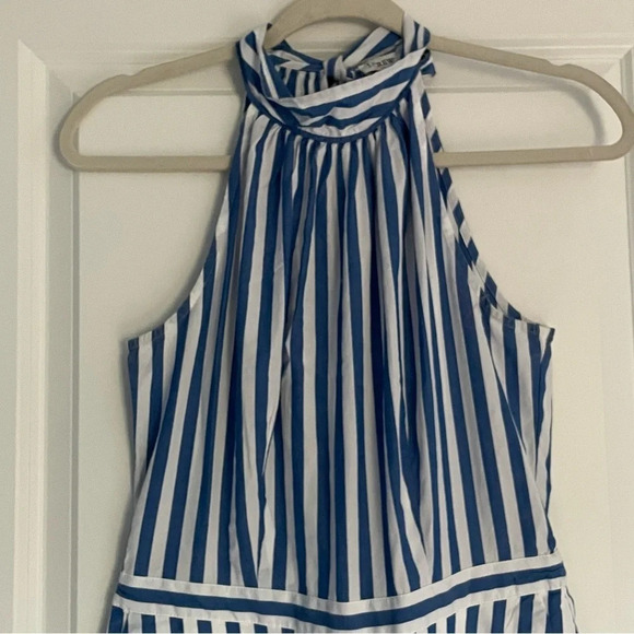J Crew Tie-back halter jumpsuit blue white stripe 18564 - Picture 4 of 15